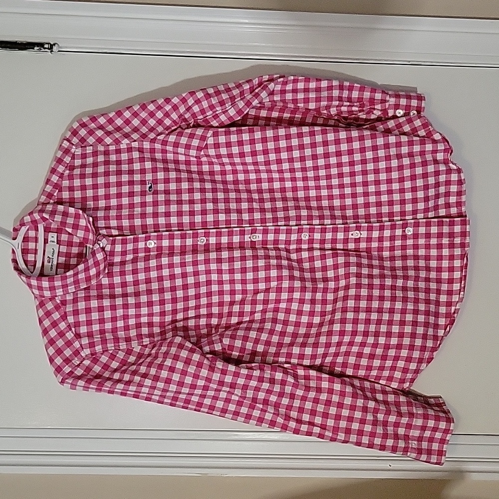 EUC Vineyard Vines Gingham Button-down Long Sleeve Shirt Size 8 Large